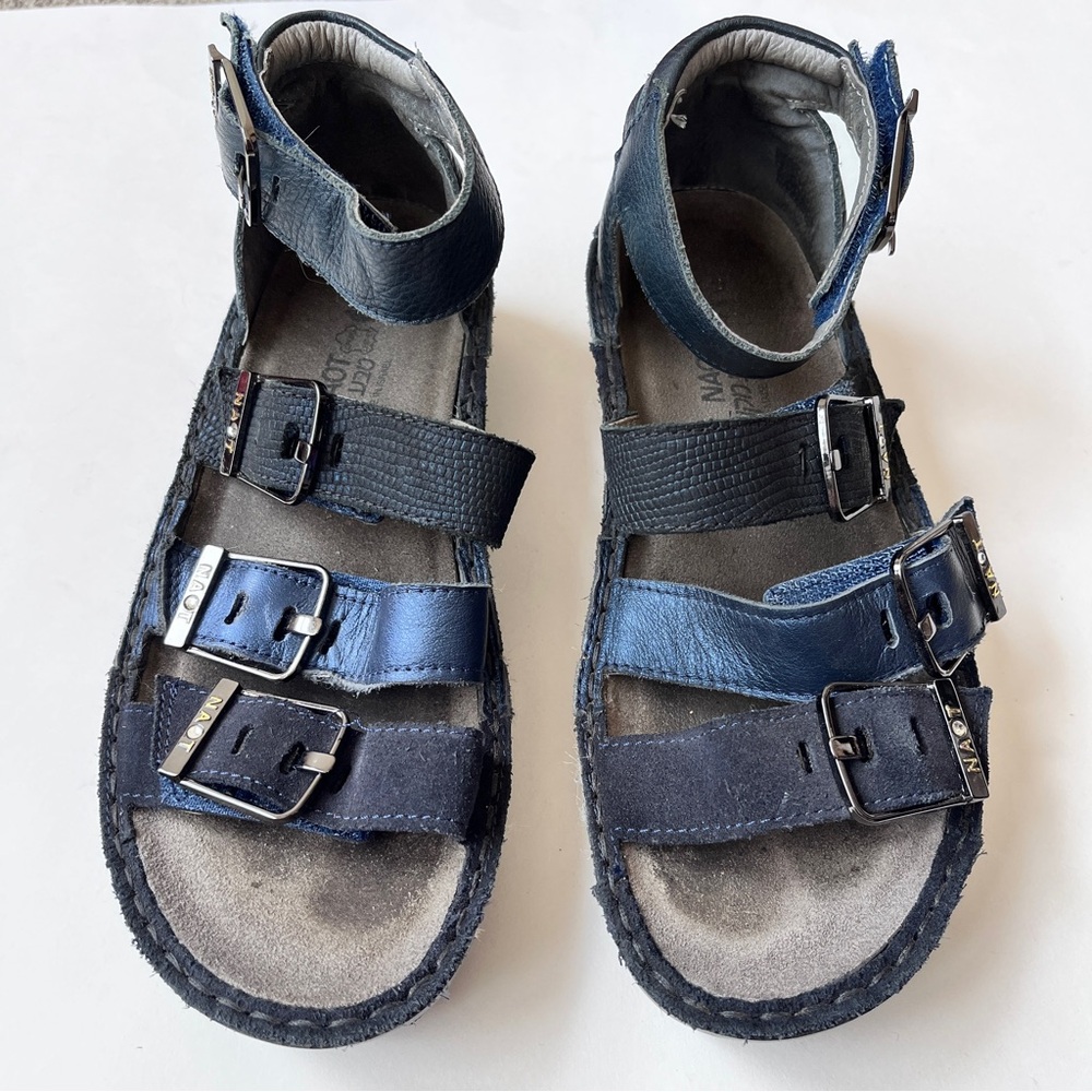 Naot Gladiator Navy Blue Leather Strappy Sandal Size EUR 36 US 5 - Picture 2 of 11